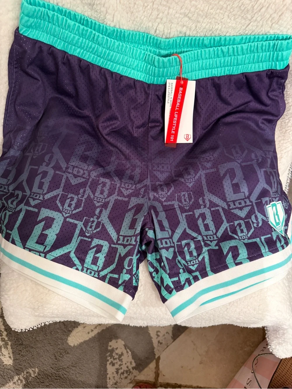 Baseball lifestyle  Purple & Teal Athletic Shorts size large